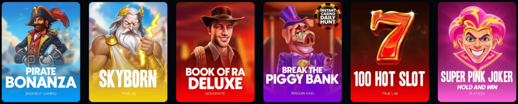 Catálogo completo de juegos Instant Casino