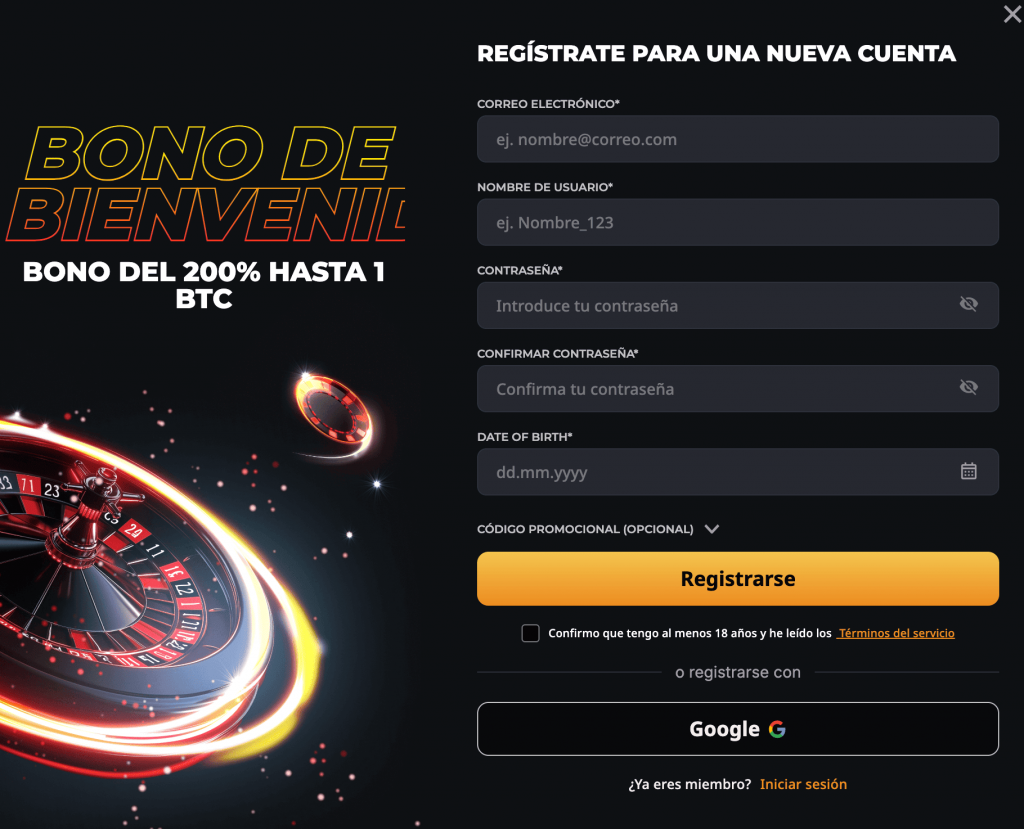 Cómo registrarse y empezar a jugar Instant Casino